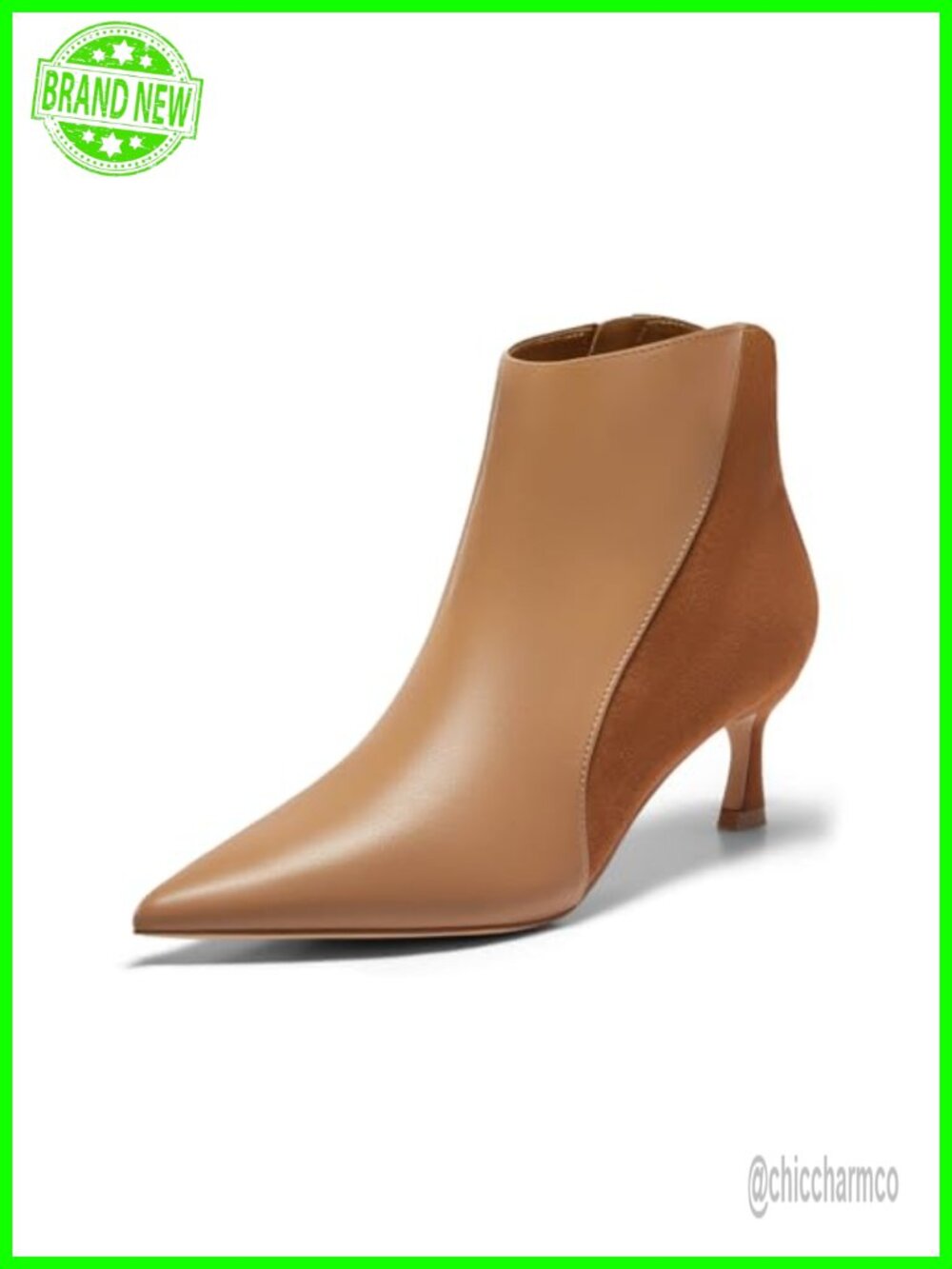Kitten Heel Ankle Boots Pointed Toe Side Zipper Fall Winter Booties